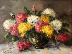 Obraz do salonu! Kwiaty w Wazonie -Jean-Jacques FOULON (1923-1980)