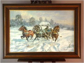 Polskie Malarstwo Aukcyjne! Pędząca Trojka - Edward Pierzyński (Polish *1922)