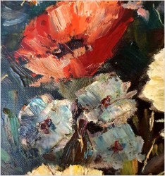 Kompozycja Olejna Kwiatów w Wazonie - Sygn. Miguel XXw.