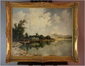 Monachijczyk! Łodzie przy brzegu Herrenchiemsee - Ernst BRÖCKER (1893-1963)