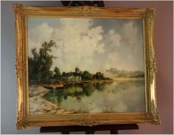 Monachijczyk! Łodzie przy brzegu Herrenchiemsee - Ernst BRÖCKER (1893-1963)