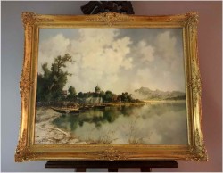 Monachijczyk! Łodzie przy brzegu Herrenchiemsee - Ernst BRÖCKER (1893-1963)