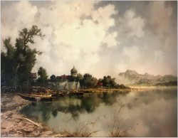 Monachijczyk! Łodzie przy brzegu Herrenchiemsee - Ernst BRÖCKER (1893-1963)