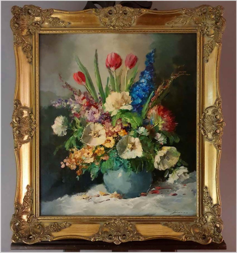 Wyjątkowe Malarstwo! Kompozycja Kwiatów w Wazonie - oryg. Erich Griese *1912