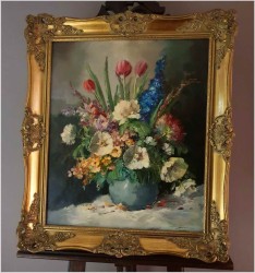 Wyjątkowe Malarstwo! Kompozycja Kwiatów w Wazonie - oryg. Erich Griese *1912