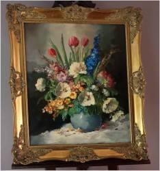 Wyjątkowe Malarstwo! Kompozycja Kwiatów w Wazonie - oryg. Erich Griese *1912