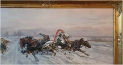 Duże malarstwo 185cm x 70cm, Wyścig Trojki - J.Orloff (Russian, XIXw.)