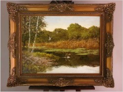 Dzikie kaczki nad leśnym stawem - oryg. Georg Majewicz (1897-1965)