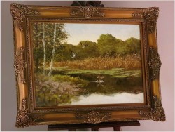 Dzikie kaczki nad leśnym stawem - oryg. Georg Majewicz (1897-1965)