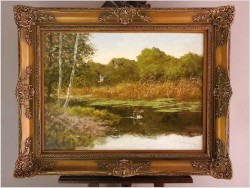 Dzikie kaczki nad leśnym stawem - oryg. Georg Majewicz (1897-1965)