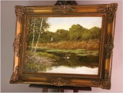 Dzikie kaczki nad leśnym stawem - oryg. Georg Majewicz (1897-1965)