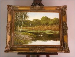 Dzikie kaczki nad leśnym stawem - oryg. Georg Majewicz (1897-1965)