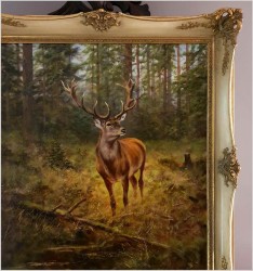 Malarstwo myśliwskie! Dostojny szesnastak. Jeleń - oryg. Georg Majewicz (1897-1965)