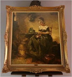 Notowane malarstwo! Gosposia obierająca jabłka - Dickmeis Gerhard (1918 -1978)