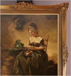 Notowane malarstwo! Gosposia obierająca jabłka - Dickmeis Gerhard (1918 -1978)