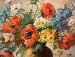 Kompozycja wiosennych kwiatów w wazonie - Hedwig Petermann *1877