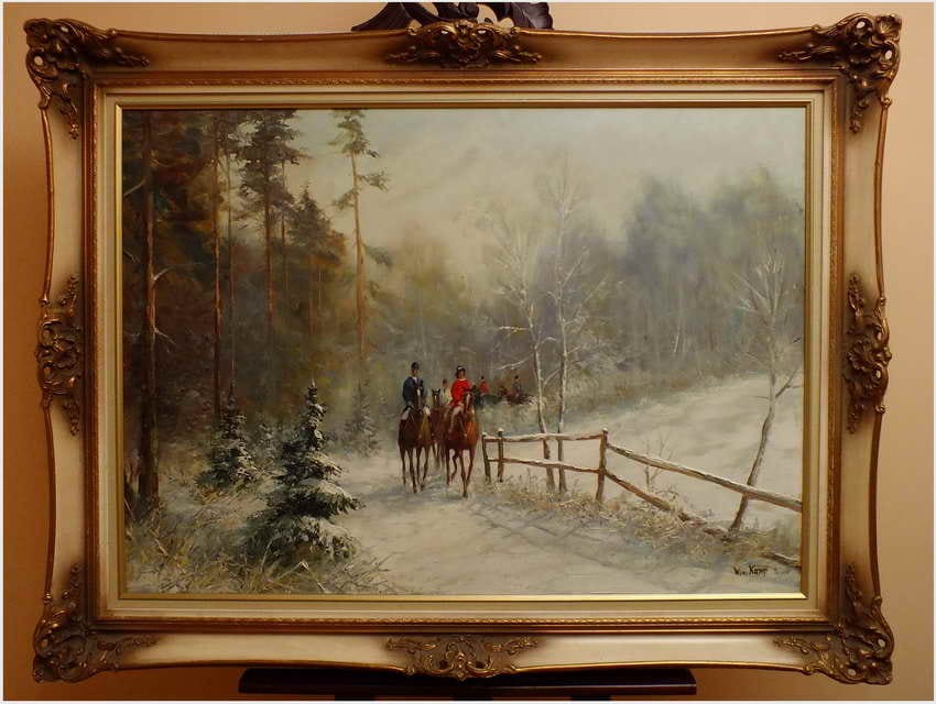 MEGA RARYTAS! JAZDA KONNA ZIMĄ - W.v.Kamp (122cm x 92cm)
