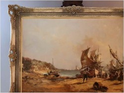 Krajobraz z łodziami. Rozładunek - Dickmeis Gerhard (1918 -1978)