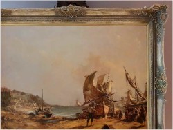 Krajobraz z łodziami. Rozładunek - Dickmeis Gerhard (1918 -1978)