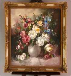 Malarstwo szpachlowe! Kwiaty -Ingfried Paul Henze-Morro (1925-2013) certyfikat!