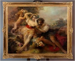 Alegoria w malarstwie! Piękna scenka rodzajowa Oskar Larsen *1882