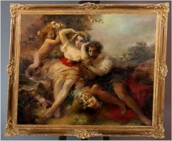 Alegoria w malarstwie! Piękna scenka rodzajowa Oskar Larsen *1882