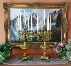 Komplet starych barokowych kandelabrów z brązu XIXw.