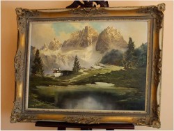 REALISTYCZNY KRAJOBRAZ ALPEJSKI - J.E.LEMKE *1916r. (80x60)