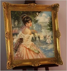 Wspaniały obraz olejny | Dziewczyna z parasolką - (Niemcy XXw.)