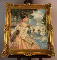 Wspaniały obraz olejny | Dziewczyna z parasolką - (Niemcy XXw.)