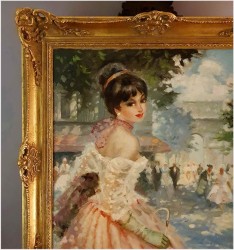 Wspaniały obraz olejny | Dziewczyna z parasolką - (Niemcy XXw.)