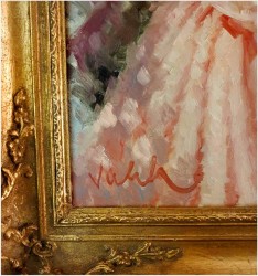 Wspaniały obraz olejny | Dziewczyna z parasolką - (Niemcy XXw.)