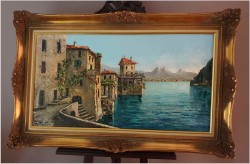 Szpachlowa technika! Lago di Como Brieno - Constantino PROIETTO (1910-1979)