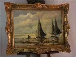 Marynistyka! Kutry na morzu - Jean Coune (1900-1963) Certyfikat!