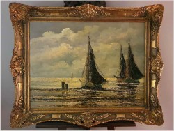 Marynistyka! Kutry na morzu - Jean Coune (1900-1963) Certyfikat!