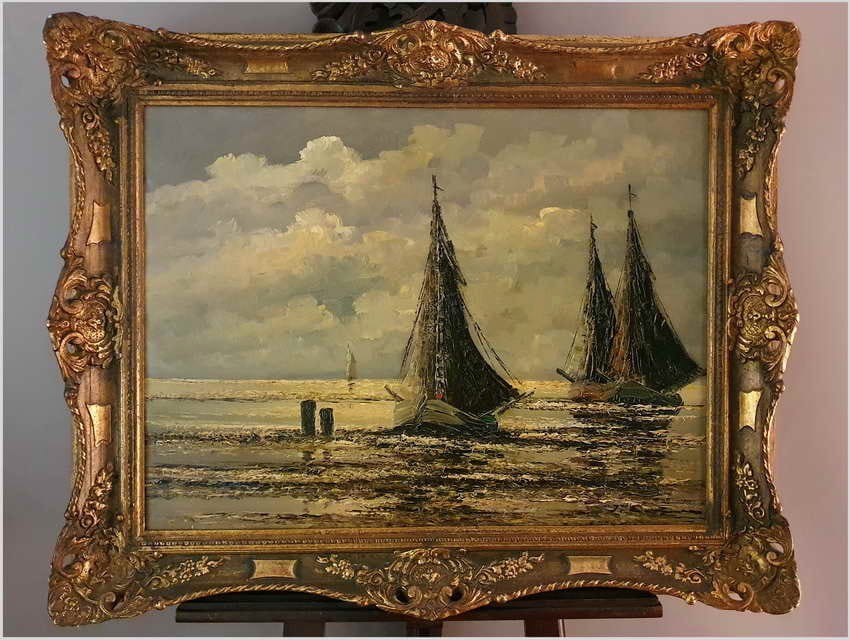 Marynistyka! Kutry na morzu - Jean Coune (1900-1963) Certyfikat!