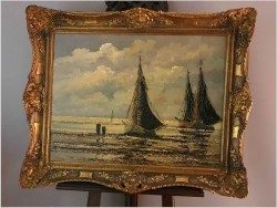 Marynistyka! Kutry na morzu - Jean Coune (1900-1963) Certyfikat!