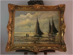 Marynistyka! Kutry na morzu - Jean Coune (1900-1963) Certyfikat!