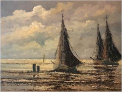 Marynistyka! Kutry na morzu - Jean Coune (1900-1963) Certyfikat!