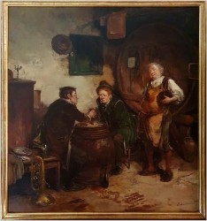 Scena w piwnicy! Gra w Kości ~ Gerhard Dickmeis (1918 - 1978)