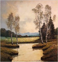 Malarstwo Szpachlowe! Zakole Rzeki - Georg Wegener *1917 