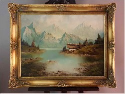 Piękny Romantyzm! Widok na Rozległe Jezioro - Karl Schmidbauer (Österreich 1921-1998)