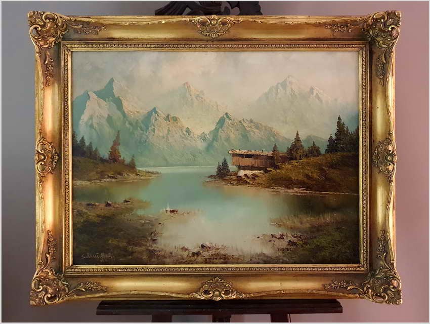 Piękny Romantyzm! Widok na Rozległe Jezioro - Karl Schmidbauer (Österreich 1921-1998)