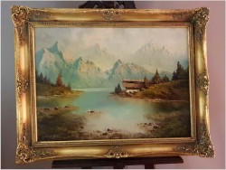 Piękny Romantyzm! Widok na Rozległe Jezioro - Karl Schmidbauer (Österreich 1921-1998)