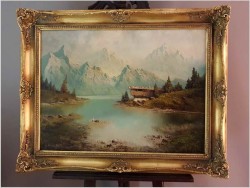 Piękny Romantyzm! Widok na Rozległe Jezioro - Karl Schmidbauer (Österreich 1921-1998)