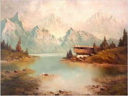 Piękny Romantyzm! Widok na Rozległe Jezioro - Karl Schmidbauer (Österreich 1921-1998)