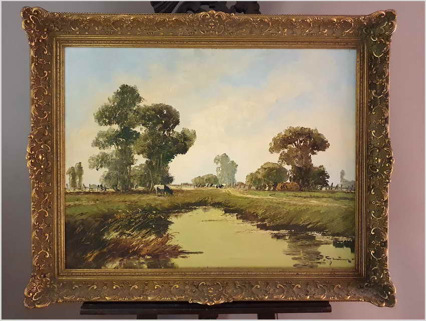 Pejzaż Nadreński z Krowami - Jean Coune (1900-1963) Certyfikat!