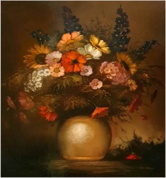 Kompozycja Kwiatowa w Wazonie - Sygn. Koll ( Germany XXw.)