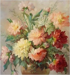 Piękne Dalie w Wazonie - Hedwig Petermann *1877