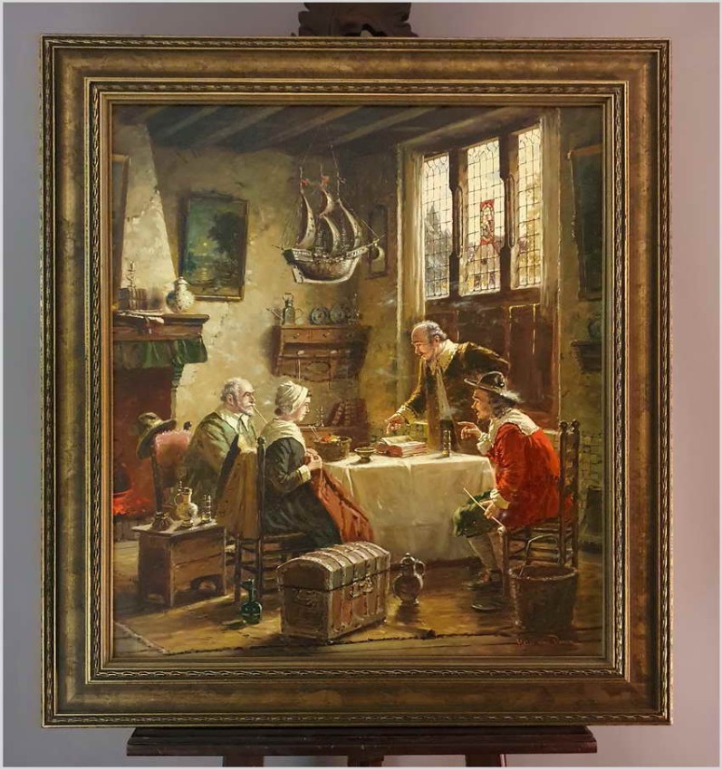 Malarstwo Dawnych Mistrzów! Rozmowa przy Stole - Oryg. Hein Van Doren (1930r Düsseldorf)